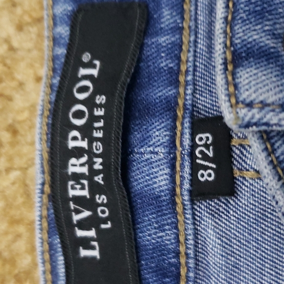 NWT Liverpool Blue Distressed Denim Skirt Size 8 - Picture 8 of 9